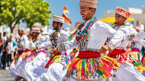 Men Dancing in Colorful Garb