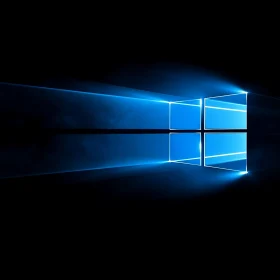 Reflective Windows Logo in Blue Light