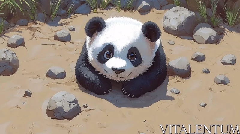 AI ART Endearing Panda on Sand