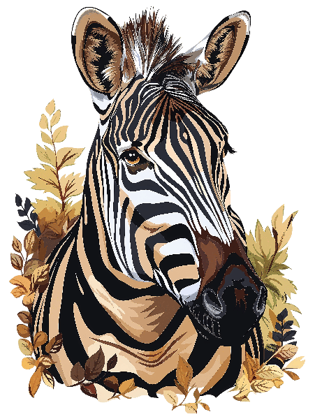 Zebra and Autumn Leaves Design