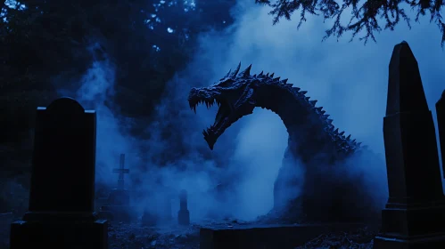 Cemetery Dragon in Blue Mist