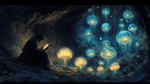 Luminous Fungi Cave Reader's Retreat