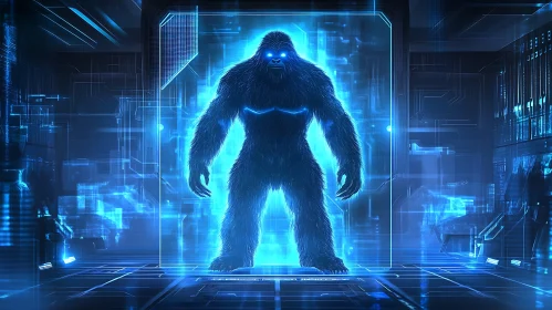 Blue Bigfoot in Digital Matrix