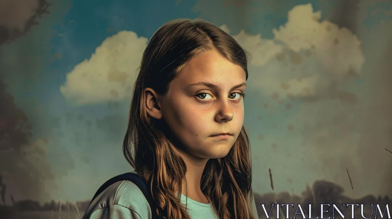 AI ART Reflective Greta Thunberg with Nature as Backdrop