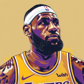 Illustration of LeBron James as a Lakers Player