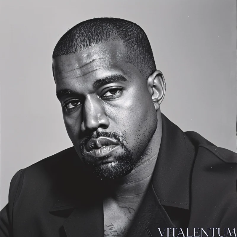 Kanye West Monochromatic Photo AI Image