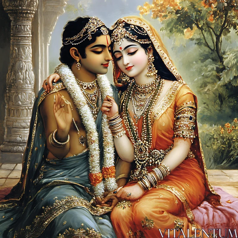 Radha Krishna: A Moment of Serenity AI Image