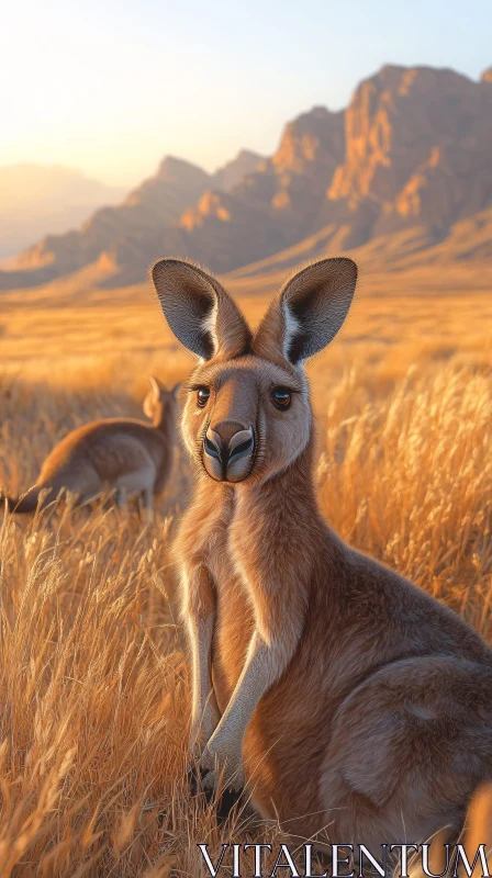 Graceful Kangaroo in Evening Glow AI Image