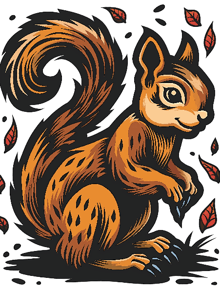 POD Design Playful Squirrel with Autumn Foliage