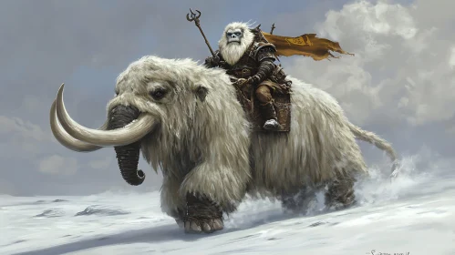 Woolly Mammoth Rider in Winter Wasteland