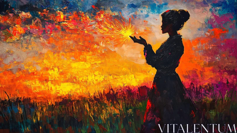 AI ART Silhouette with Sunset Light