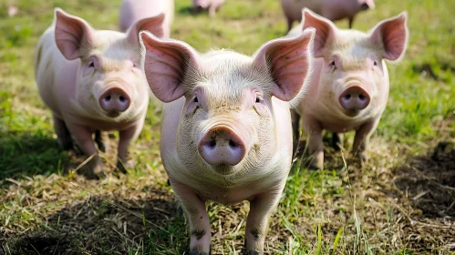 Curious Piglets on a Farm