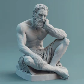 Seated Man Sculpture Contemplating Existence