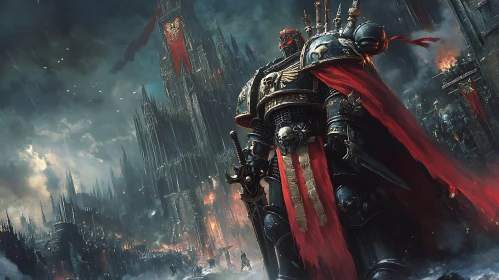 Armored Warrior Amidst Destruction