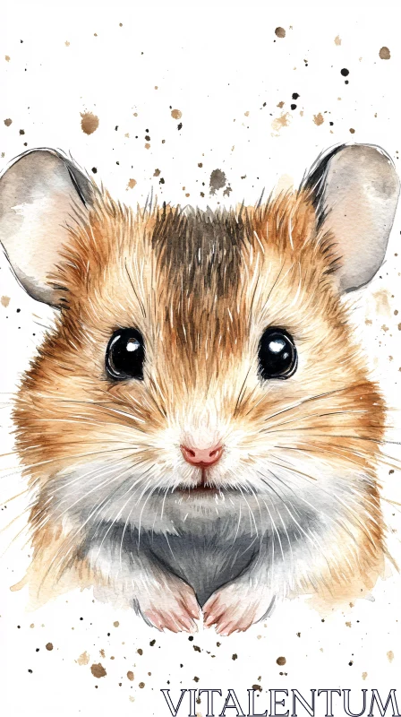 AI ART Cute Hamster Art in Watercolor