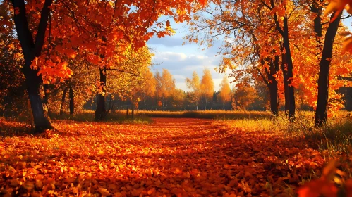 Golden Autumn Leaves in Forest