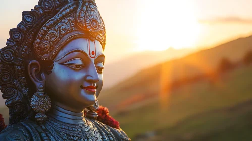 Serene Statue at Sunset