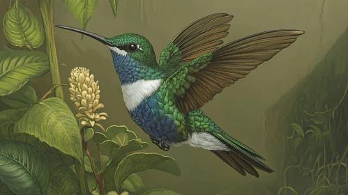 Emerald Hummingbird Among Verdant Foliage