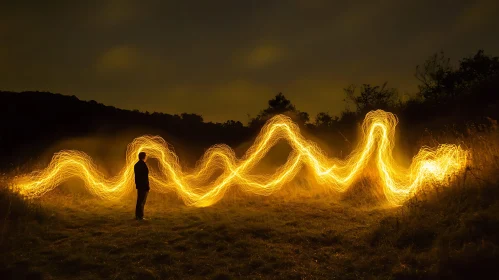 Man with Light Painting