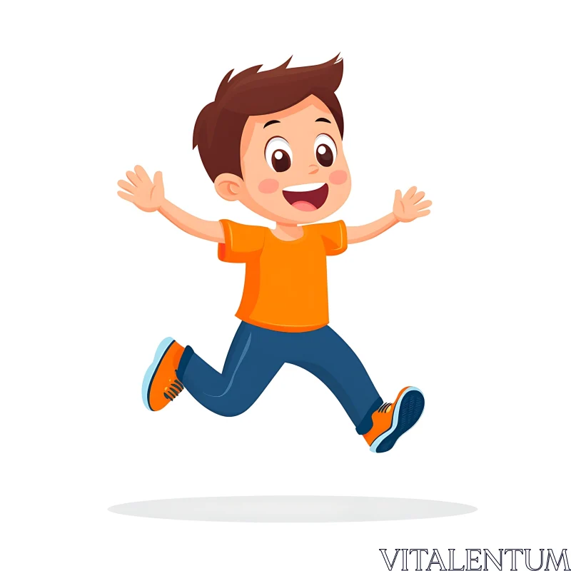 AI ART Happy Boy in Motion Cartoon Illustration