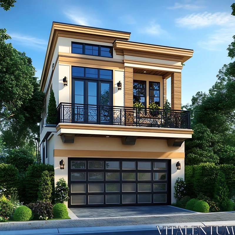 Luxury Two-Story House with Double Garage AI Image