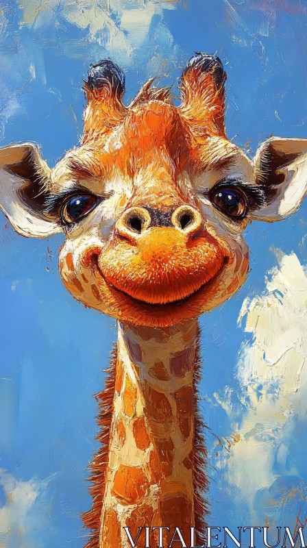 Smiling Giraffe in Artistic Expression AI Image