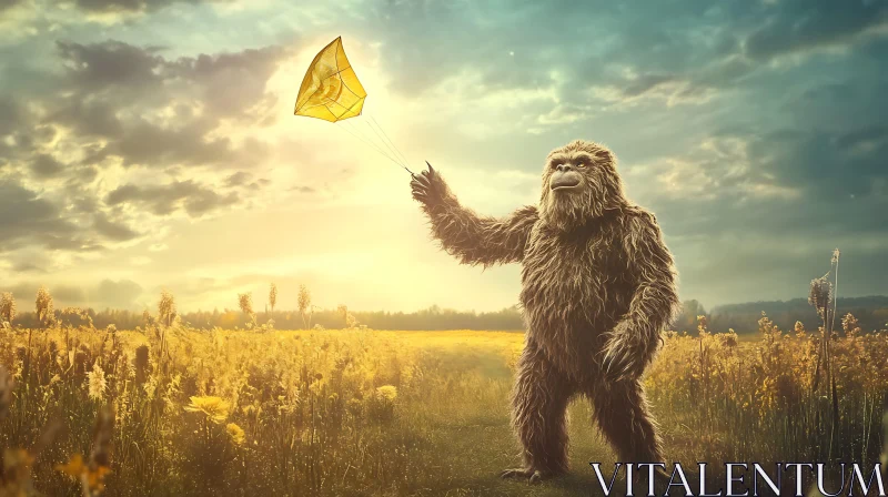 AI ART Sasquatch Soaring: A Kite Adventure