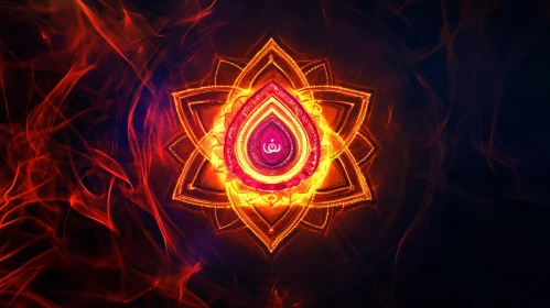 Glowing Mandala with Flame-Like Design