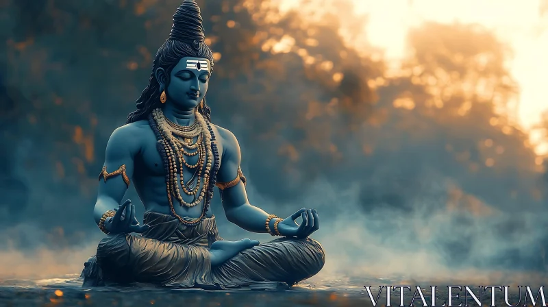 Blue Deity in Meditation AI Image