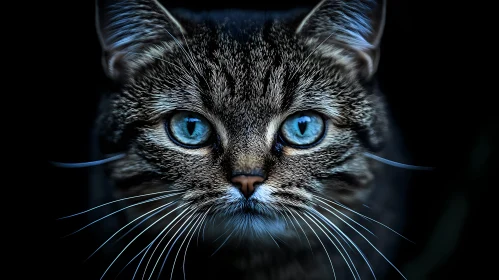 Feline with Intense Blue Eyes