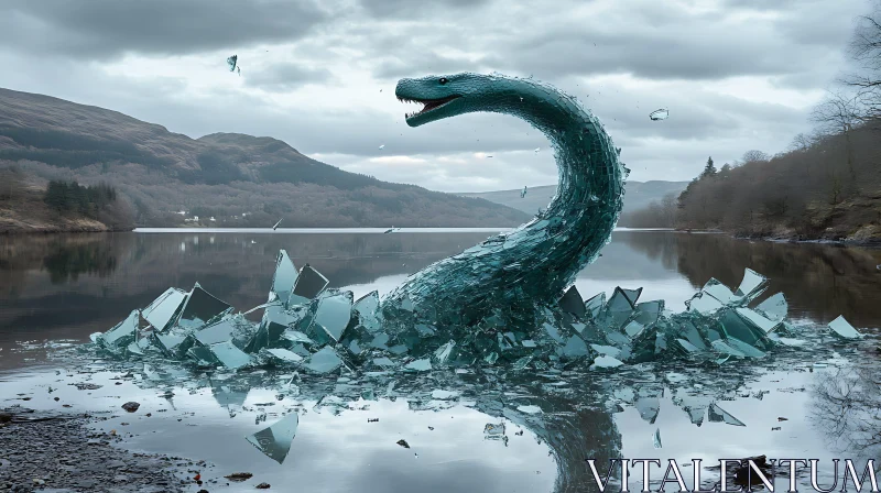 AI ART Loch Ness Monster Made of Glass