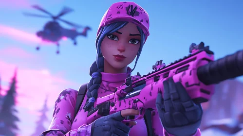 Female Character Holding Pink Weapon