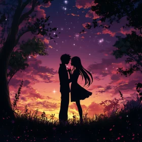 Starry Night Silhouette Couple