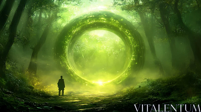 Green Portal in Forest AI Image