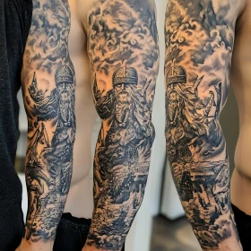 Detailed Viking Tattoo Art on Arm