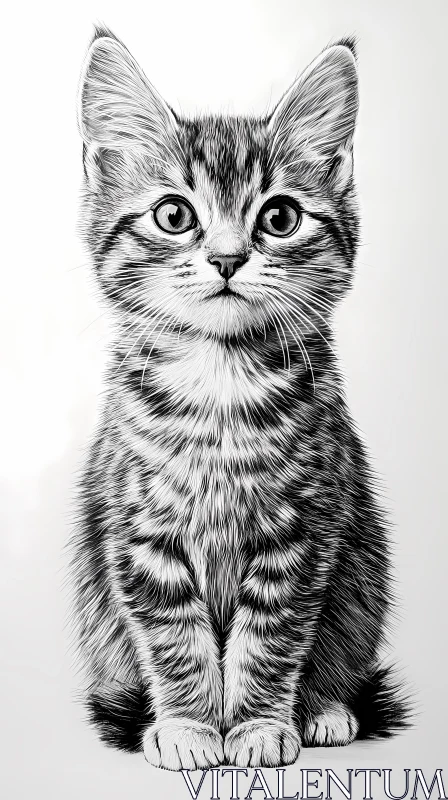 AI ART Realistic Kitten Drawing