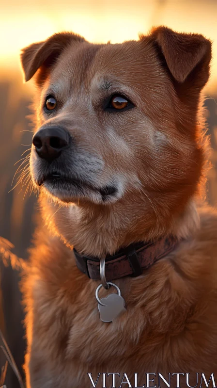 Sunlit Dog in Serene Setting AI Image