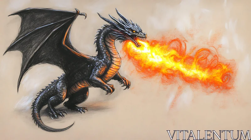 AI ART Dragon Unleashing Fiery Breath Artwork