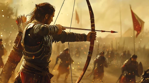 Medieval Archer Ready to Strike