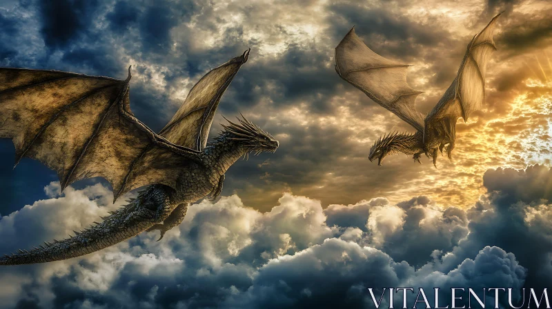 AI ART Dragons Soaring Above the Clouds