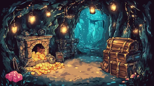 Hidden Treasure Trove in Enchanted Cave