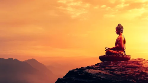 Zen Buddha Sunset Mountain Peak