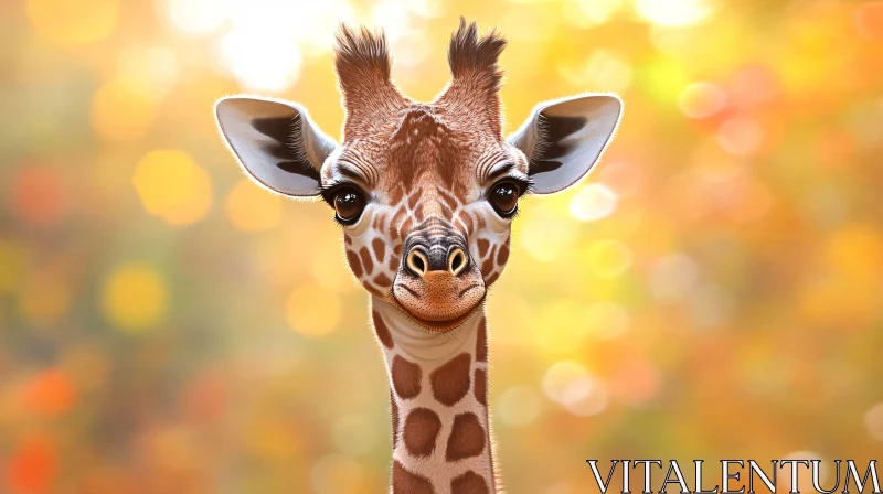 AI ART Young Giraffe Close-up