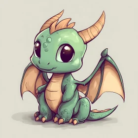 Cute Green Dragon Character Art