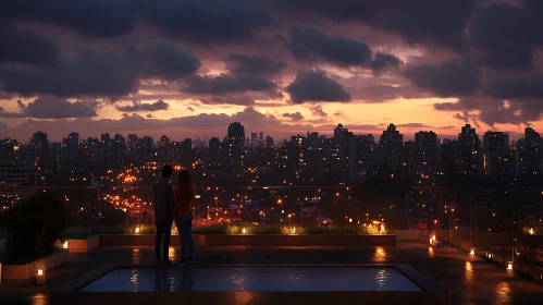 Couple Watching Sunset on Rooftop