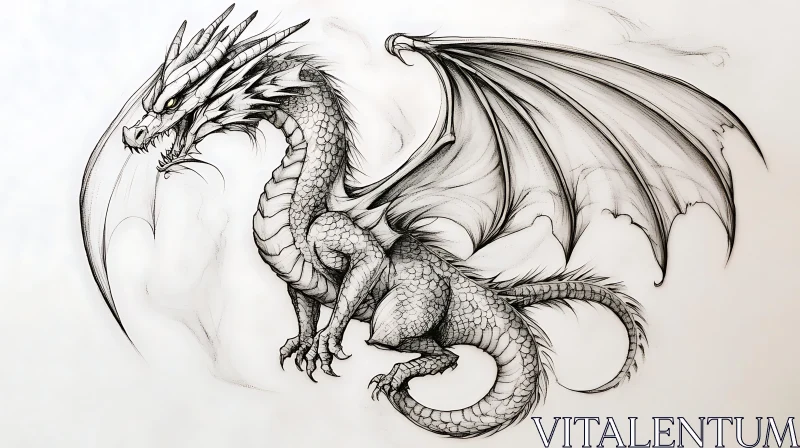 AI ART Monochrome Dragon Illustration