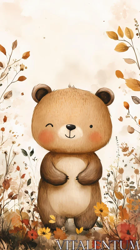 Whimsical Bear Illustration AI Image