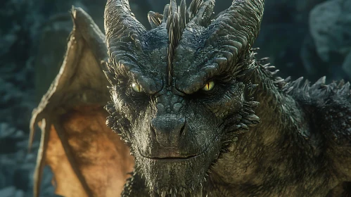 Mythical Dragon Face Detailed Illustration