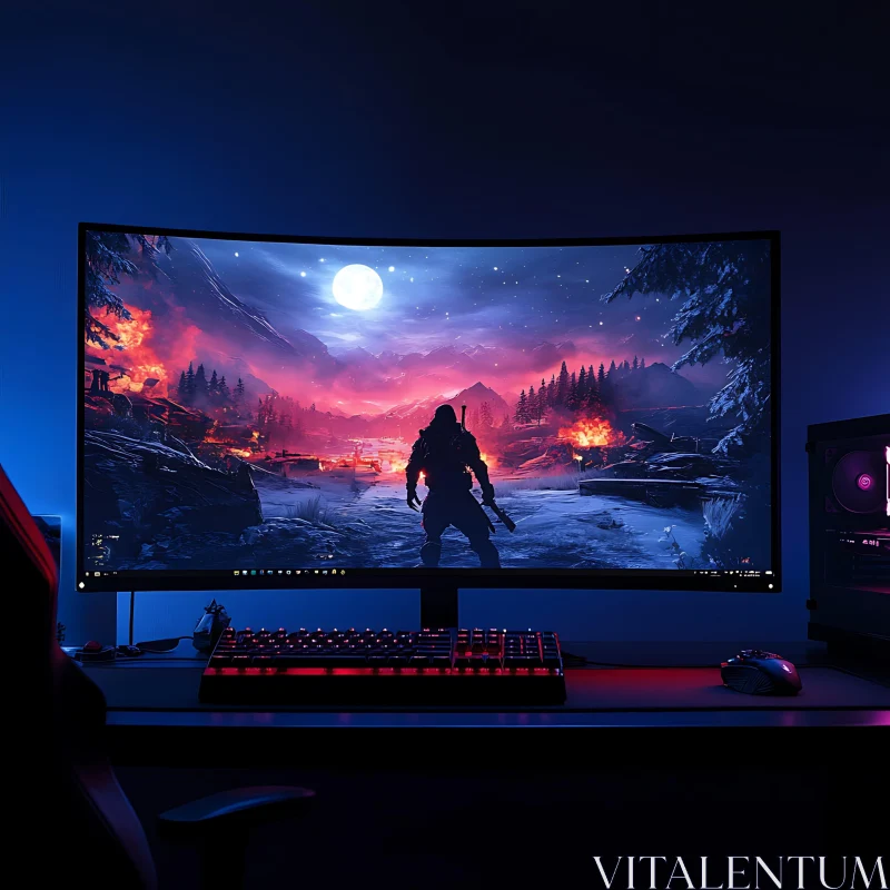 Ultimate Gaming Desk Setup AI Image