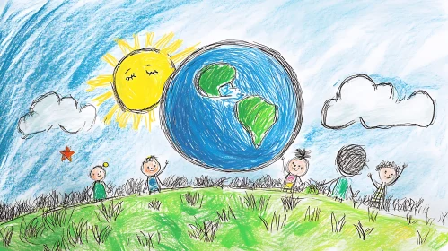 Whimsical Earth Day Children's Art